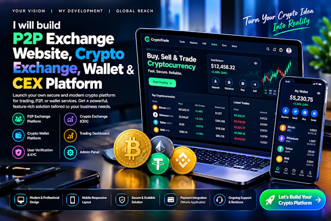 build p2p exchange website, crypto exchange, crypto wallet, cex crypto exchange