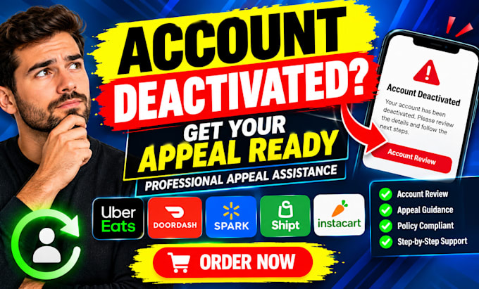 help reactivate uber eats doordash spark shipt and instacart accounts