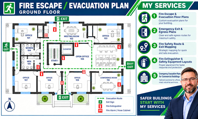 draw fire escape plan emergency evacuation plan egress map layout