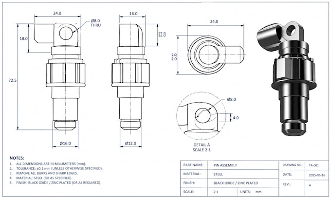 create engineering drawing, mechanical drawing,2d cad drawing, technical drawing