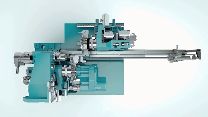 create 3d industrial animation, cnc machine animation, engineering animation