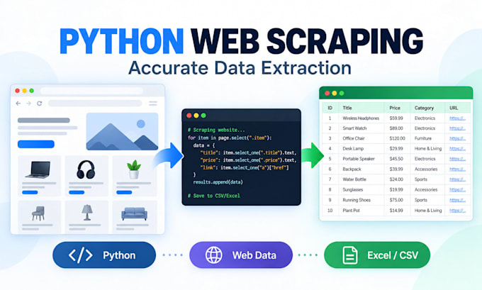 do python web scraping and data extraction