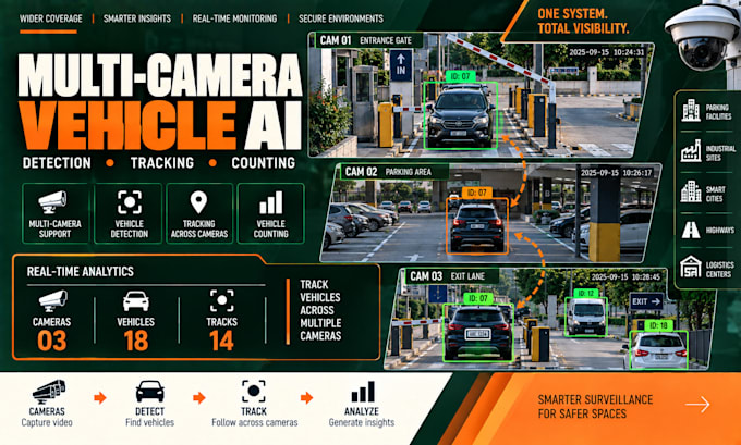build multi camera vehicle detection, tracking, counting and analytics software