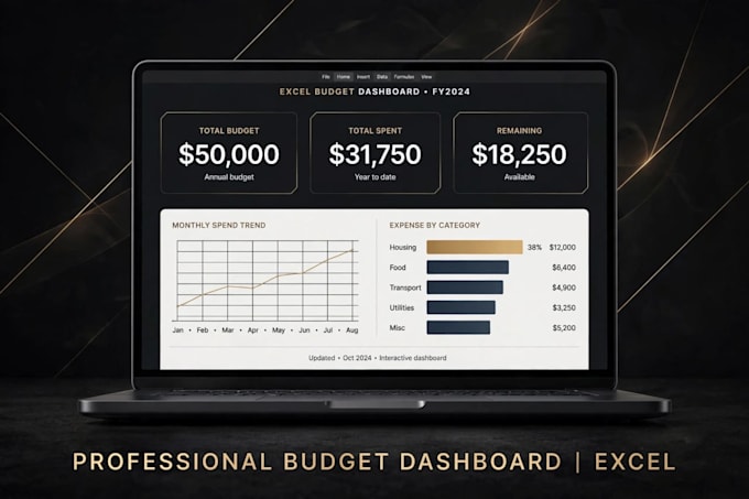 create professional excel budget dashboard with charts and automation
