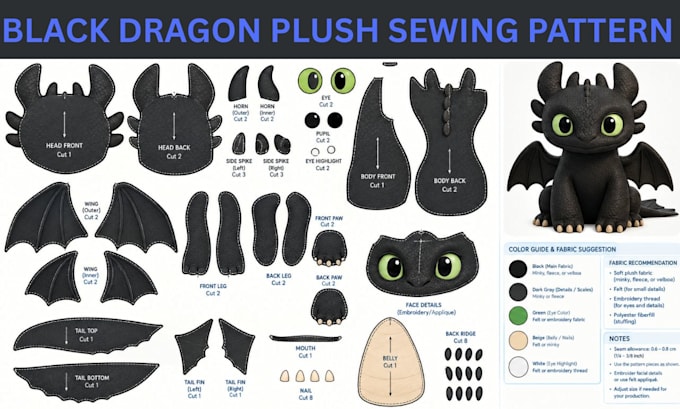 create custom plush toy sewing pattern plushie design stuffed animal tech pack