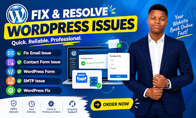 fix email issue, contact form issue, wordpress form, smtp issue, wordpress fix