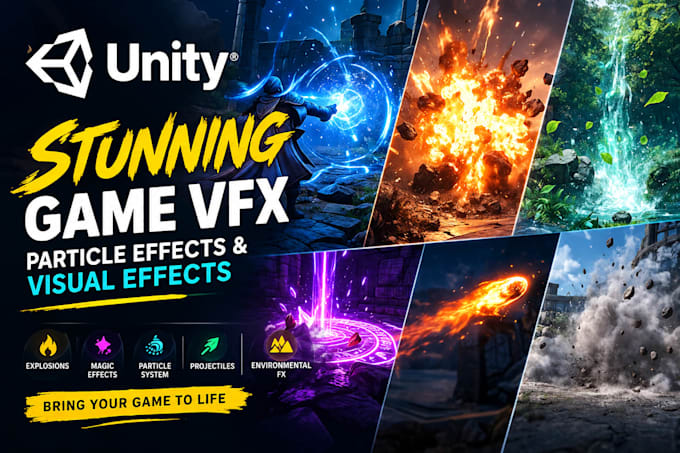 create stunning unity game vfx, particle effects and visual effects
