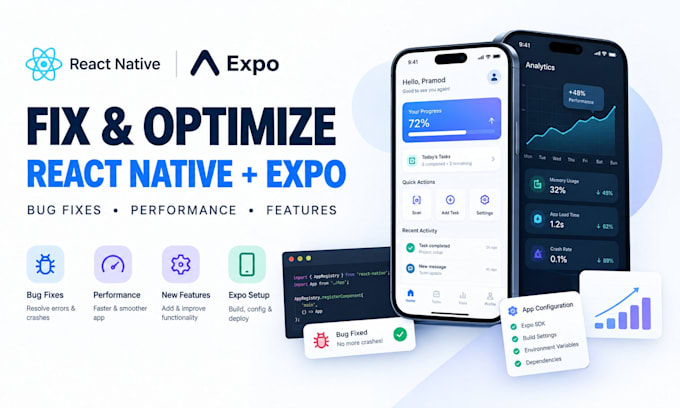 fix and optimize your react native expo mobile app