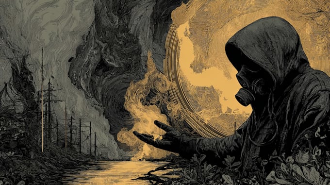 create dark art, metal, gothic illustration