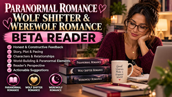 beta read your paranormal romance, wolf shifter and werewolf romance beta reader