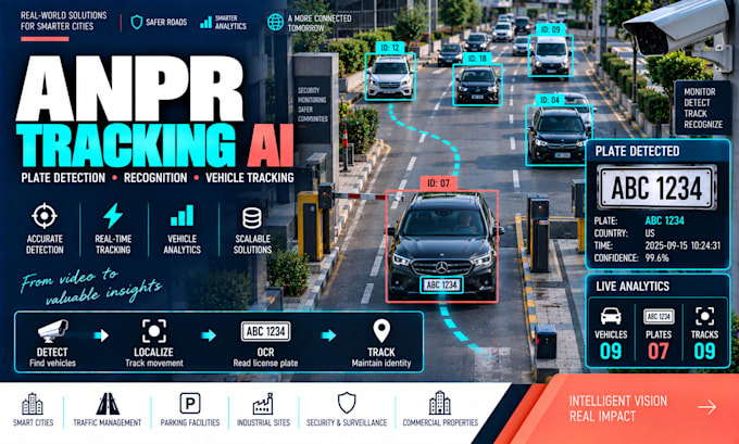 develop anpr license plate detection, recognition, and vehicle tracking ai