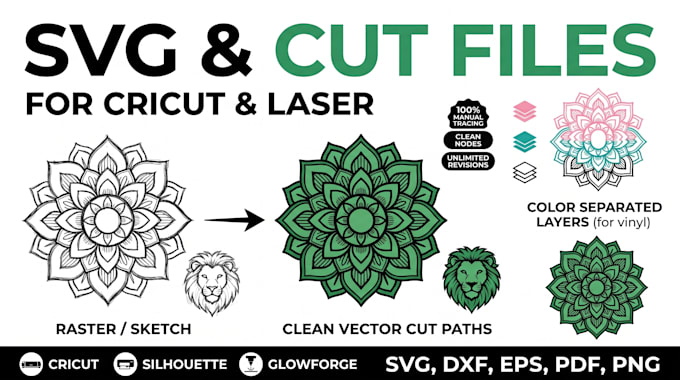 convert your design into clean cut file for cricut and laser