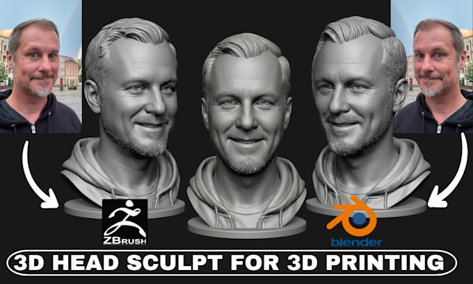 create 3d head sculpt, 3d face model, 3d bust, 3d face model printing stl file