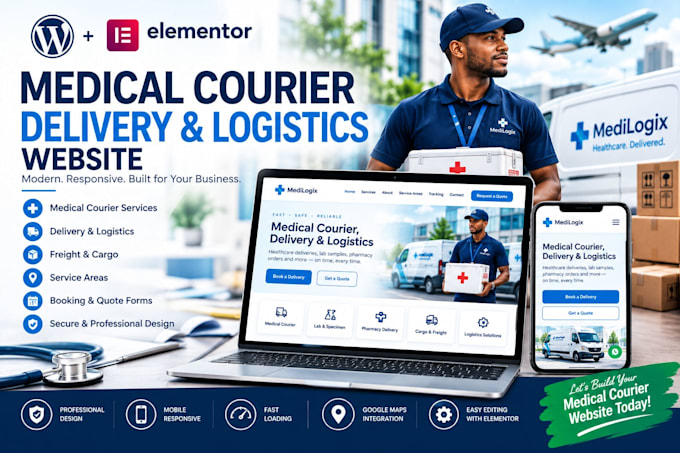 design a medical courier, delivery and logistics website