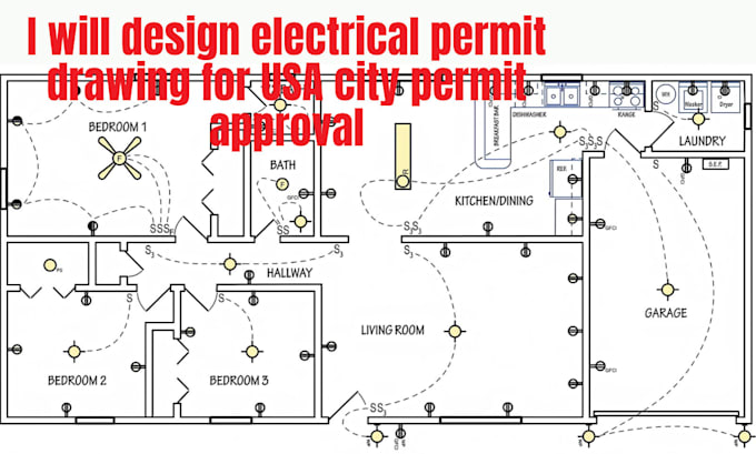 design electrical permit drawing for USA city permit approval