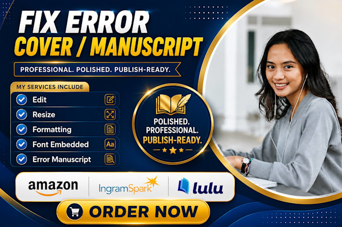 fix KDP errors, resize book cover and format manuscript for publishing