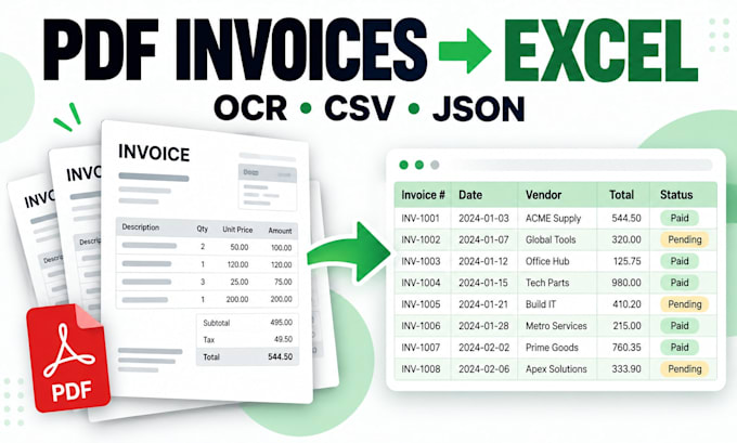 extract invoice data from PDF to excel with ocr