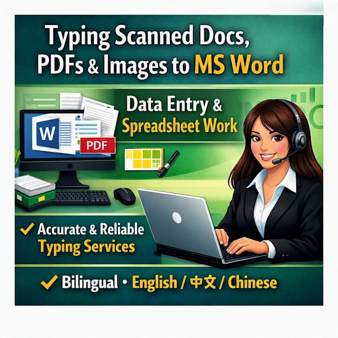 provide accurate typing services, retyped documents