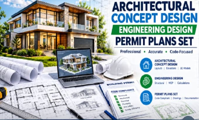 offer architectural concept design engineering and permit plans set model design