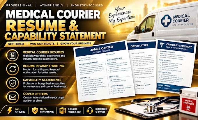 write or revamp medical courier resume and capability statement