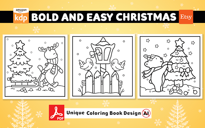 create unique bold and easy christmas coloring book