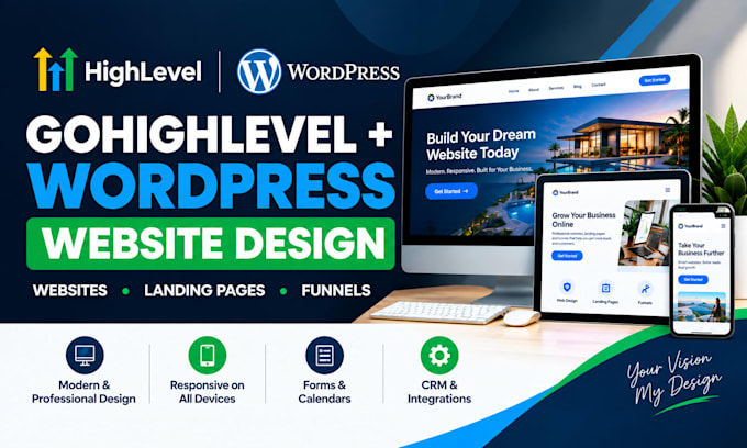 design a gohighlevel or wordpress website, landing page or funnel
