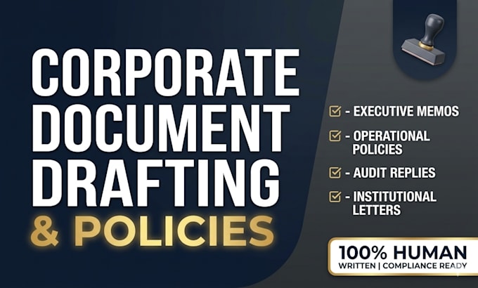 draft professional corporate documents, policies, and audit replies