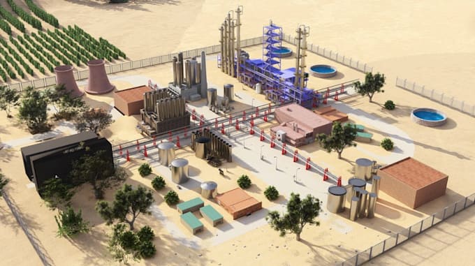 render industrial plant layout,optimize factory layout, manufacturing plant site