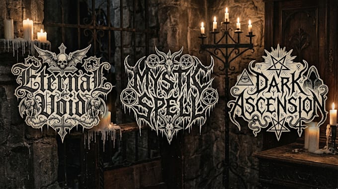 create gothic metal, black metal and occult logo