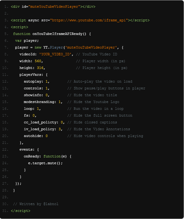prepare a custom YouTube Embed code For You