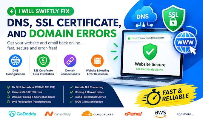 swiftly fix dns, SSL certificate, and domain errors