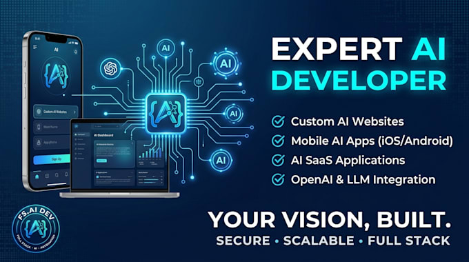 develop ai website, ai mobile app, ai saas app, ai software development