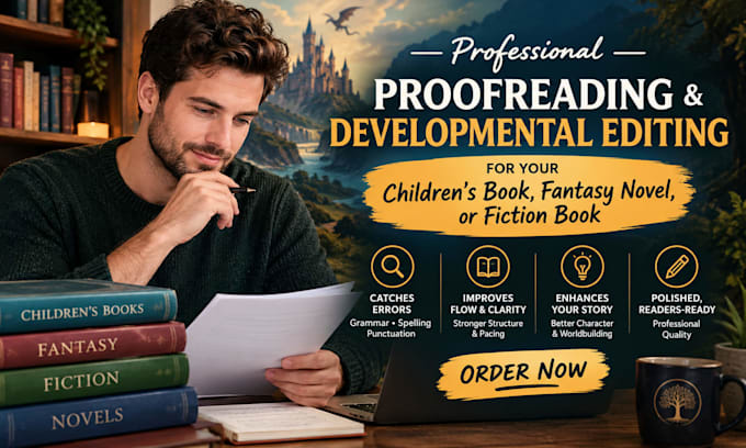proofread developmental edit children book fantasy novel fiction book editor