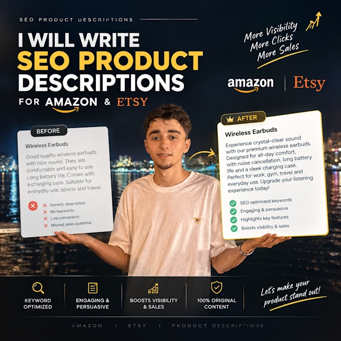 write amazon and etsy product descriptions