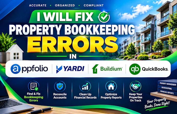 fix property bookkeeping errors in appfolio, yardi, buildium and quickbooks