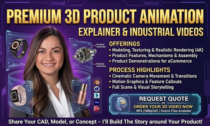 create premium 3d product animation and 3d product explainer, cgi video for you