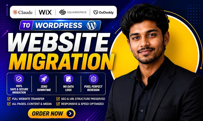 migrate squarespace godaddy webflow to wordpress clone html claude to wordpress