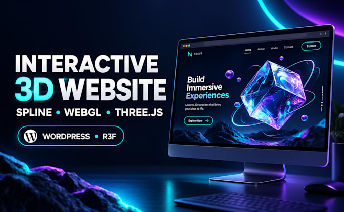 interactive 3d website 3d spline wordpress scroll animation threejs webgl gsap