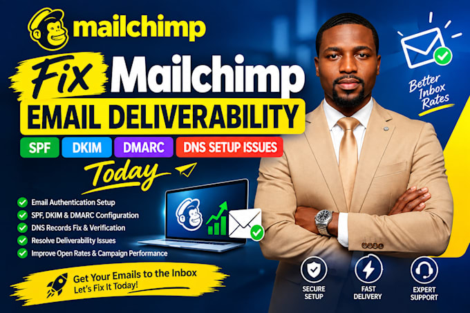fix mailchimp email deliverability spf, dkim, dmarc, and dns setup issues today