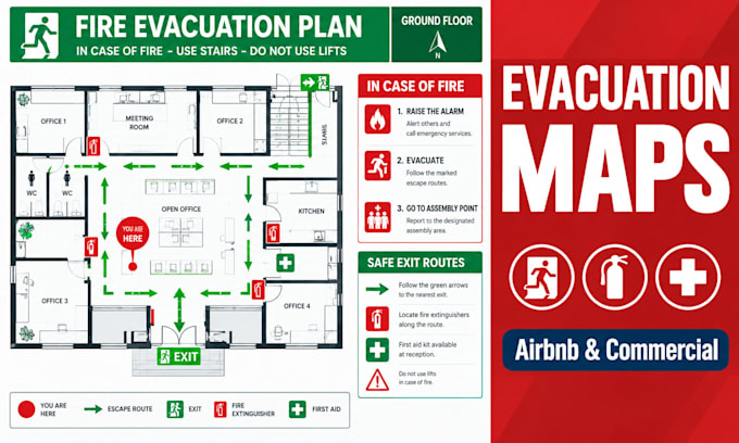 design a emergency evacuation maps and fire escape plans