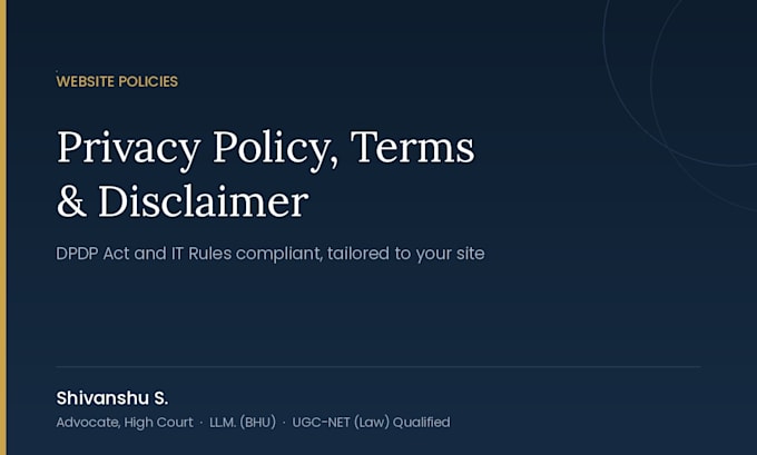 write your privacy policy, terms and conditions and disclaimer