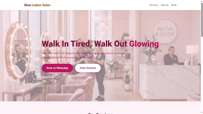 design a responsive business website with whatsapp booking