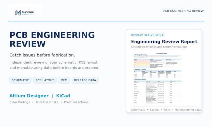 review your schematic and pcb layout for design and manufacturing issues