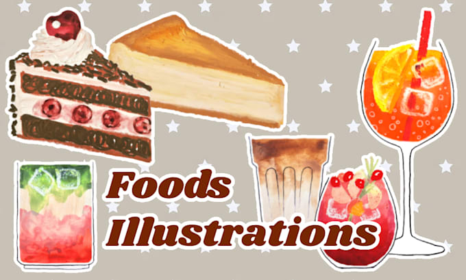 provide custom food illustrations for menus