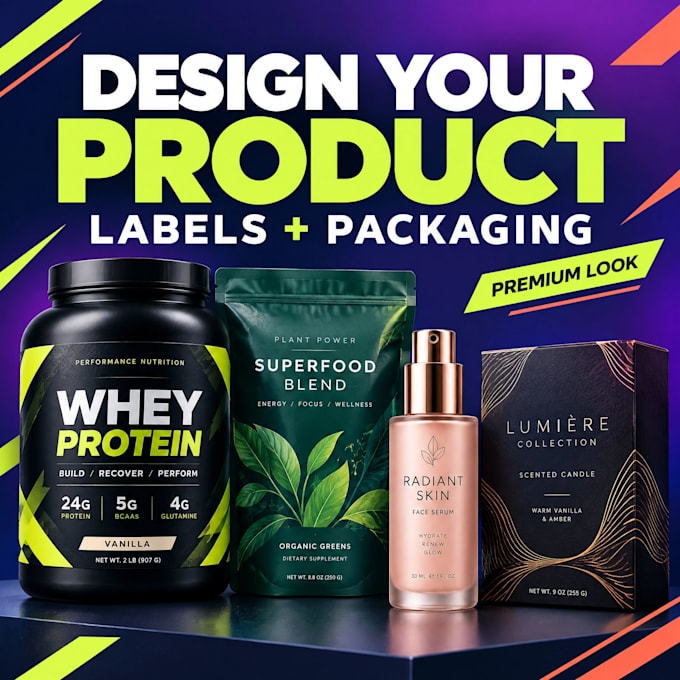 design professional supplement, product label and packaging