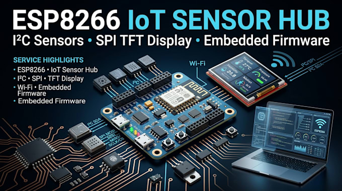 develop esp8266 iot sensor hub with i2c and spi tft display