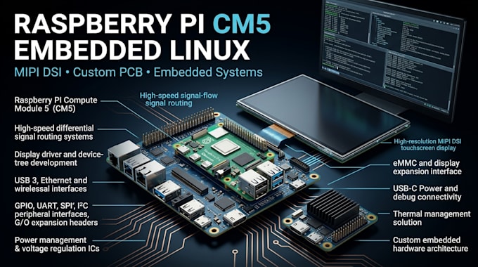 develop raspberry pi cm5 embedded linux, mipi dsi and custom pcb