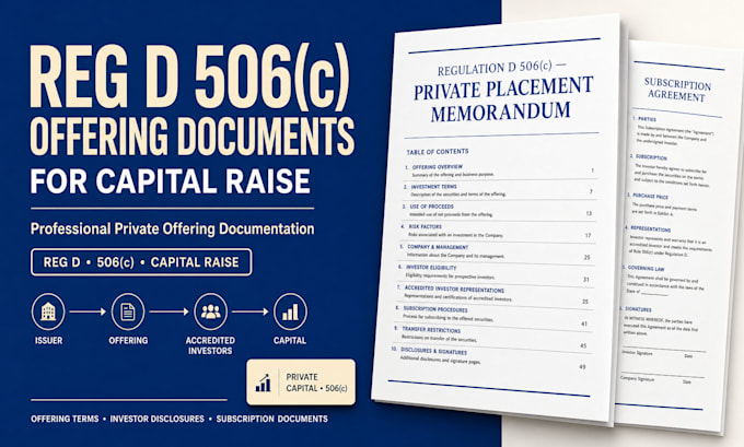 draft sec compliant regulation d 506c offering documents for capital raise