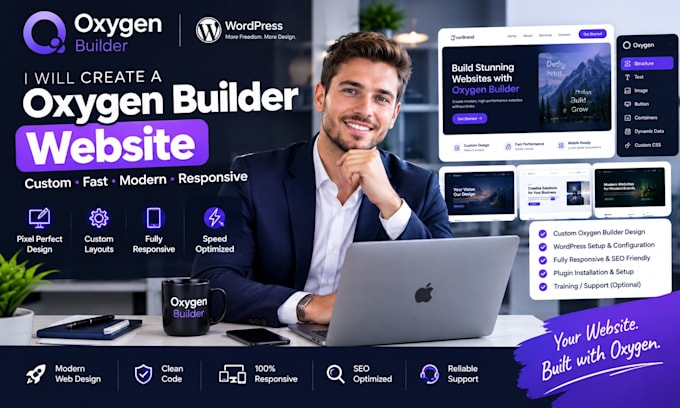 create a custom oxygen builder wordpress website