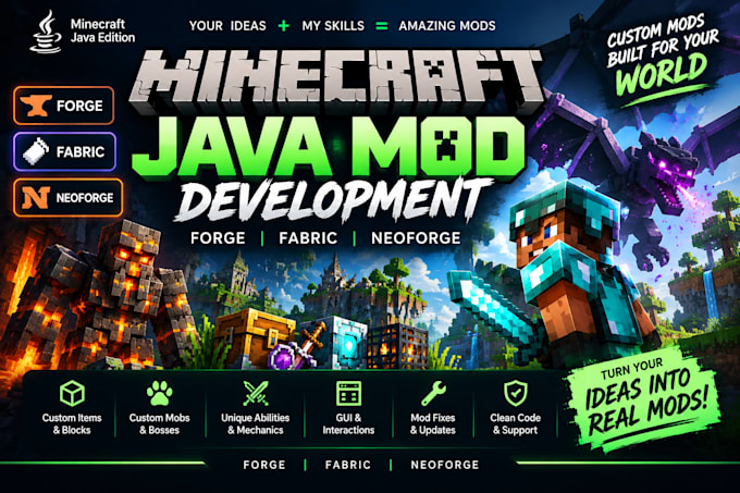 develop custom minecraft java mods forge fabric and neoforge